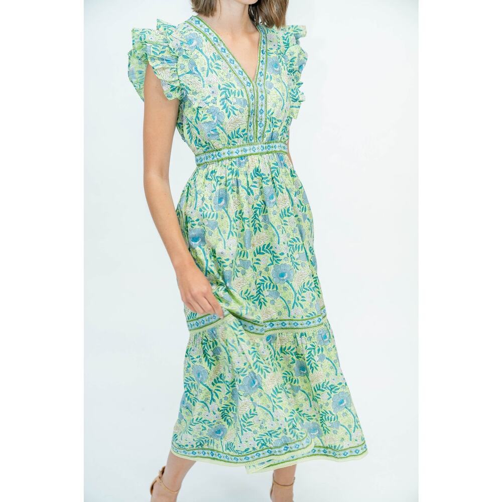 Clara the Label Victoria Dunn Kira Dress Sweetgrass Sz 3X NWT Block Print Floral